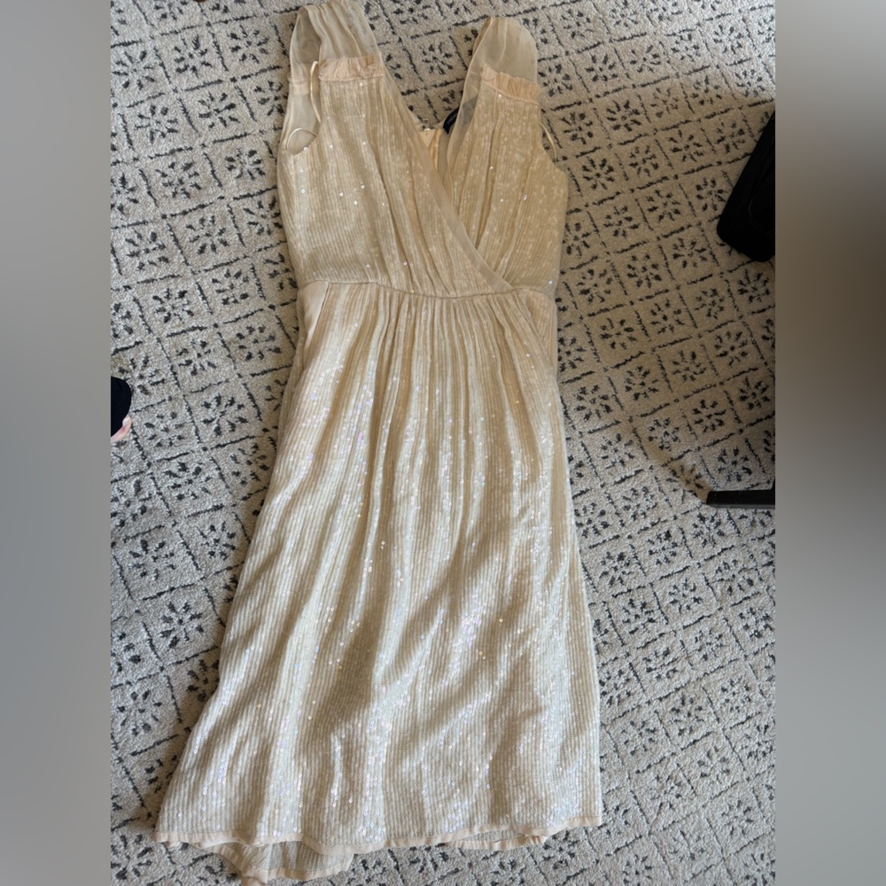 French Connection One Shoulder Cream Dress - Picture 1 of 6